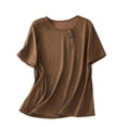 thumbnail image 2 of Blusas Coloridas Fiudx con Botones para Mujer Camisetas Sueltas Manga Corta Cuello Redondo, 2 of 7