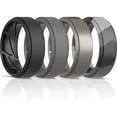 thumbnail image 1 of Silicone Wedding Rings for Men Breathable Airflow Inner Grooves - Step Edge Sleek Design Breathable Rubber Engagement Bands，Comfort Fit Ring - 8mm wide- 2mm Thick 4 Rings, 1 of 7