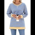 thumbnail image 2 of Sudadera Oversize para Mujer, Verano 2025, Cuello Redondo, Rayas, Larga, Aberturas Laterales, Sudaderas con Capucha Y2K Azul y M, 2 of 10