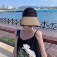 thumbnail image 3 of Women's Sun Visor Hats Wide Brim Straw Beach Hat Ponytail Hats for Women Foldable Floppy, 3 of 7