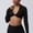 Black, variant on LPZOOGU Women's Long Sleeve Polo Collar V Neck Twist Front Cropped Workout Top Breathable Stretchy Slim Fit Athletic Shirt