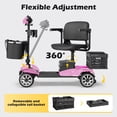 thumbnail image 5 of EAGLOG Upgrade 4 Wheels Mobility Scooter with Removable Battery, Compact Heavy Duty Mobile for Travel, Foldable Powered Wheelchair for Adult, 330lbs, 2 Batteries, 30 Miles Range, Pink, 5 of 10