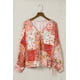 thumbnail image 1 of ABPHQTO Blusa de mujer con escote en pico y diseño de patchwork con estampado floral multicolor, 1 of 5