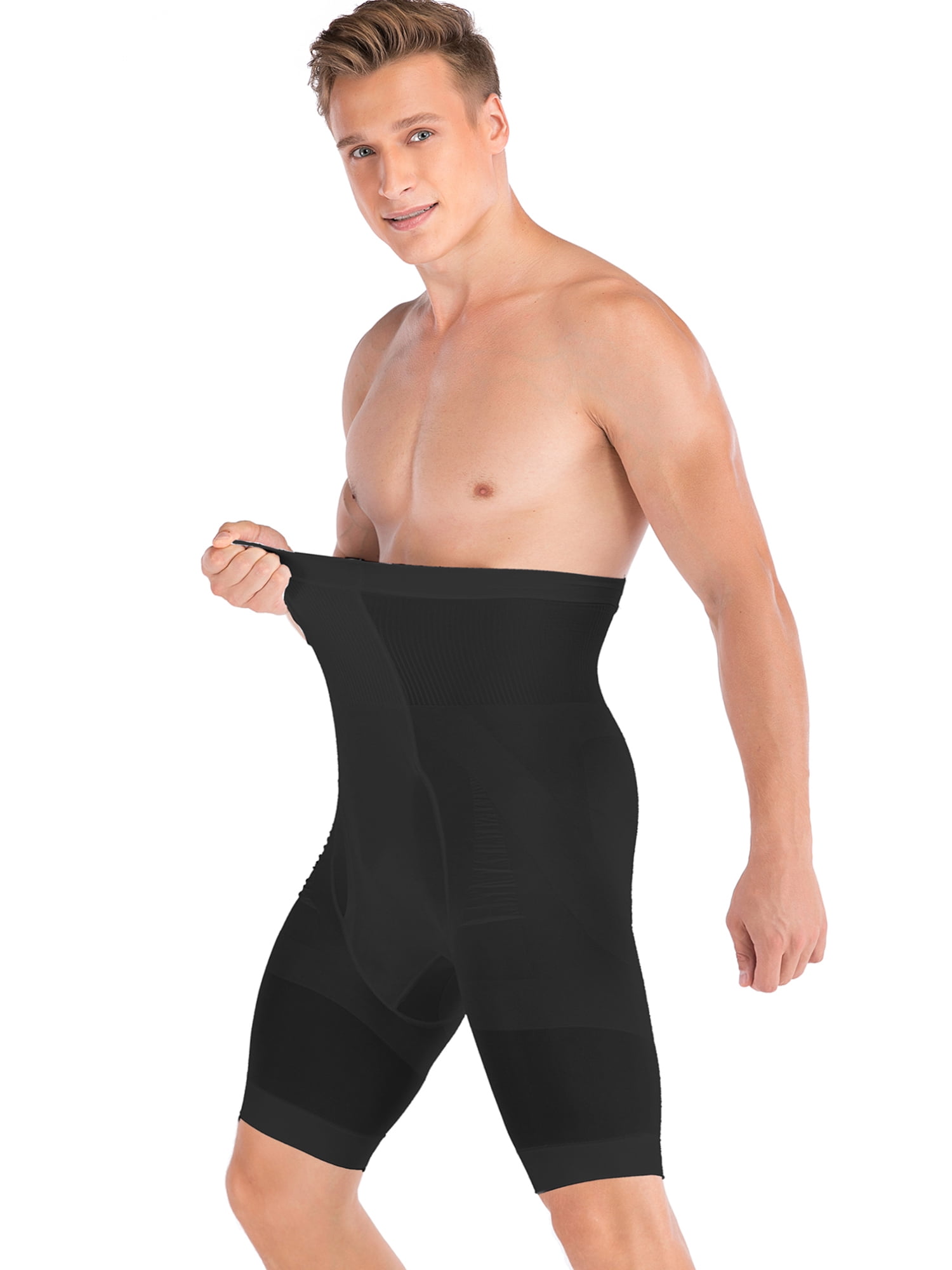SAYFUT Men's Seamless Firm Tummy Control Shorts Slimming Thigh Shaper ...