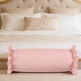 thumbnail image 4 of Cylindrical Bolster Pillow, Short Striped Neck Roll Pillow, Soft Ruffled Edge Support Cushion, Decorative Pad for Bed, Sofa, Sleeping, Relaxing & Home Decor Use, 20*8in, Pink, 4 of 5