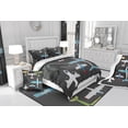 thumbnail image 4 of Airplane Comforter Set Vintage Aircraft Bedding Set Twin,Fighter Plane Silhouette Quilt Airliner Aeroplane Duvet Insert Military Transport Themed Room Decor,Grey, 4 of 6