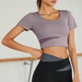 thumbnail image 2 of DAFEI Workout Tank Tops for Women Side Ruched Short Sleeve High Neck Crop Top Summer Athletic Gym Shirts, 2 of 4