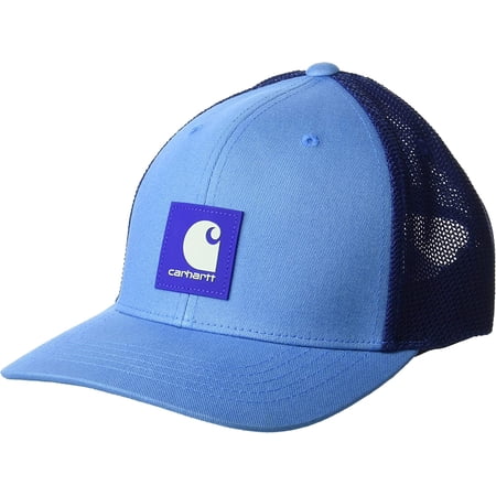 Carhartt Men&s;s Rugged Flex Twill Mesh Back Logo Patch Cap (Blue Lagoon)