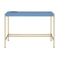 thumbnail image 2 of Navy Blue and Gold Writing Desk with USB Ports Modern Minimalist Study Desk, 2 of 6
