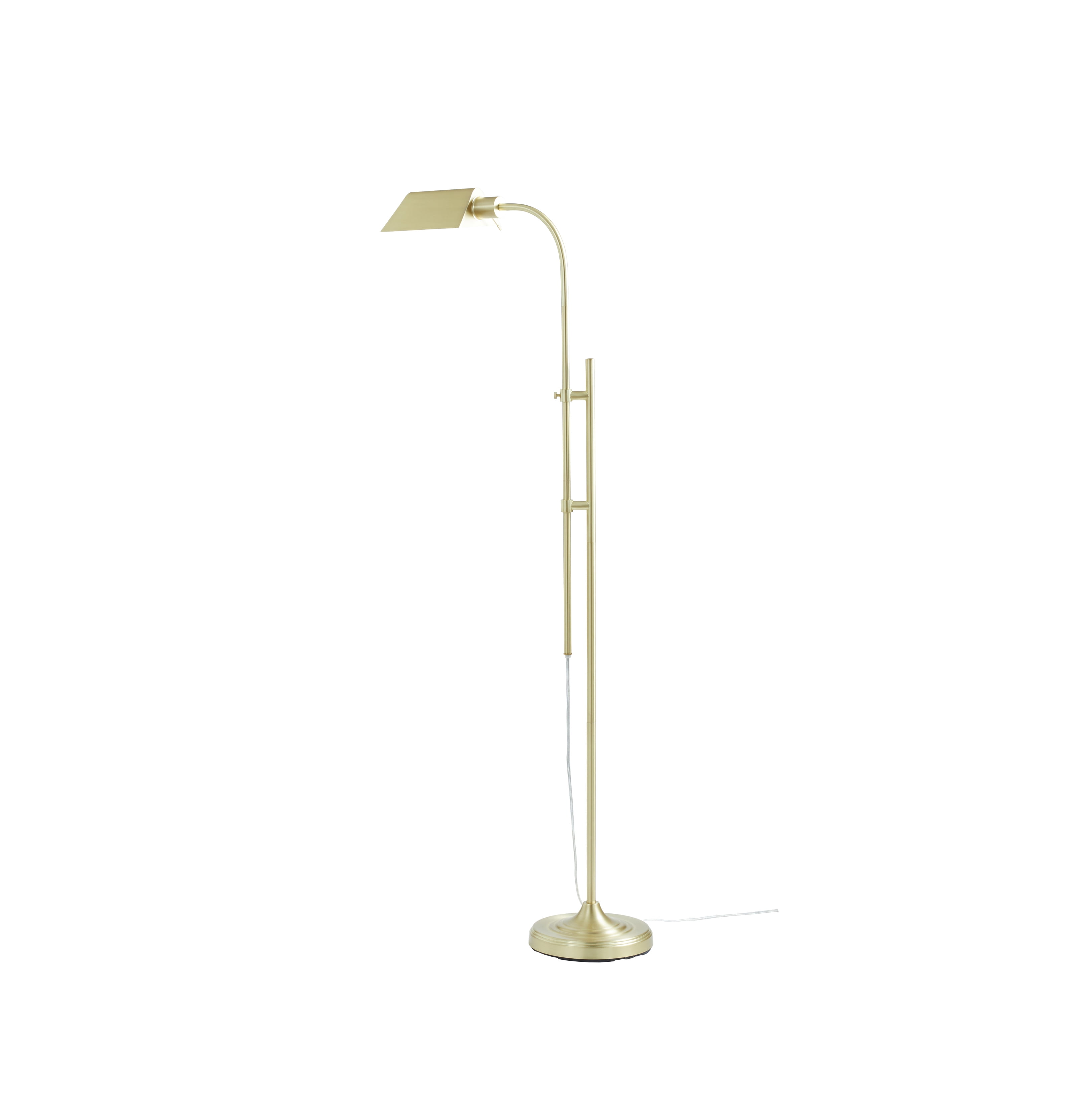 Better Homes and Gardens 1-Light Modern Adjustable Brass Floor Lamp Gold
