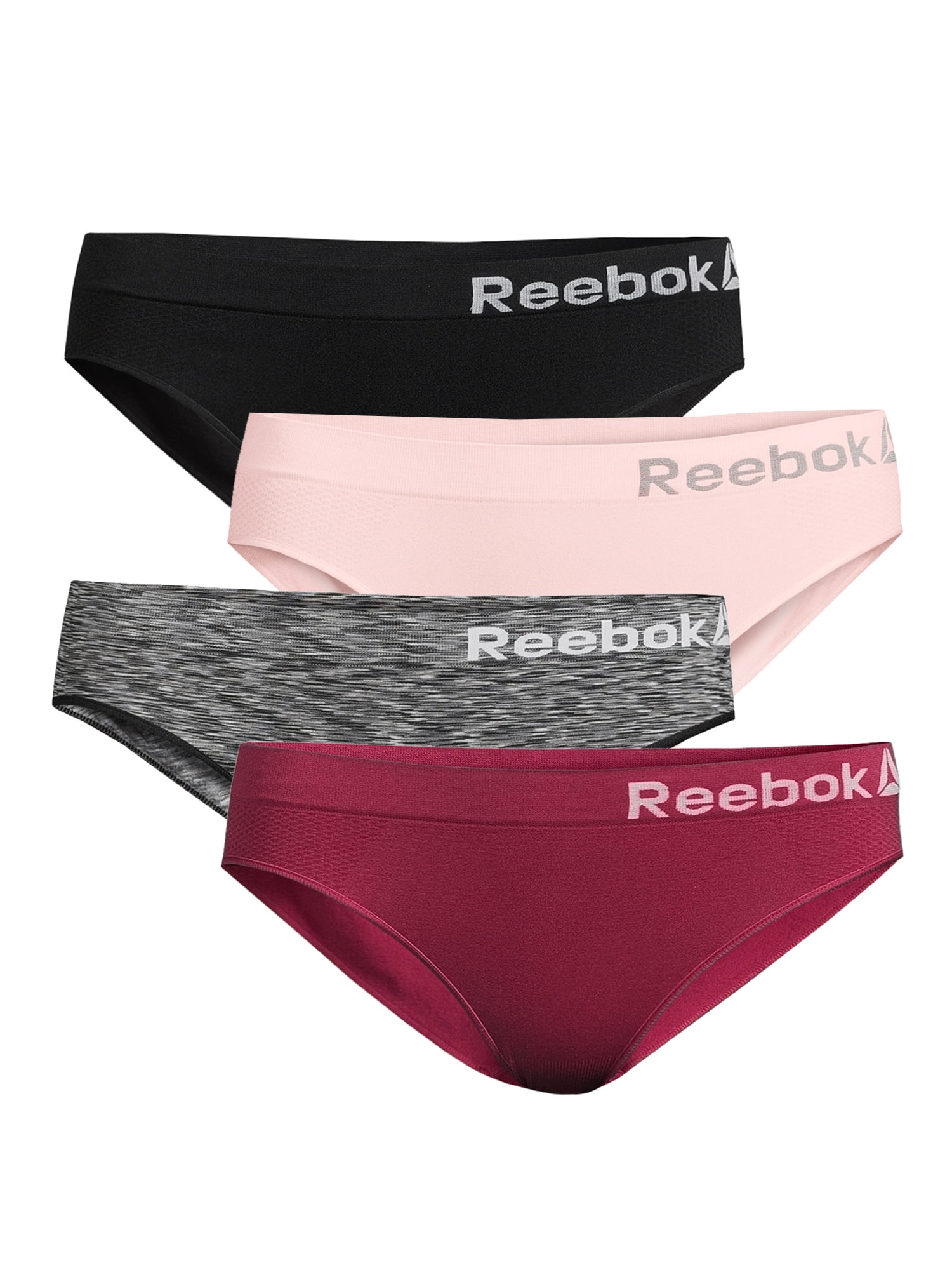 3 Pack Reebok Womens Seamless Hipster Panties Black Space-dye/Red/Black, Small