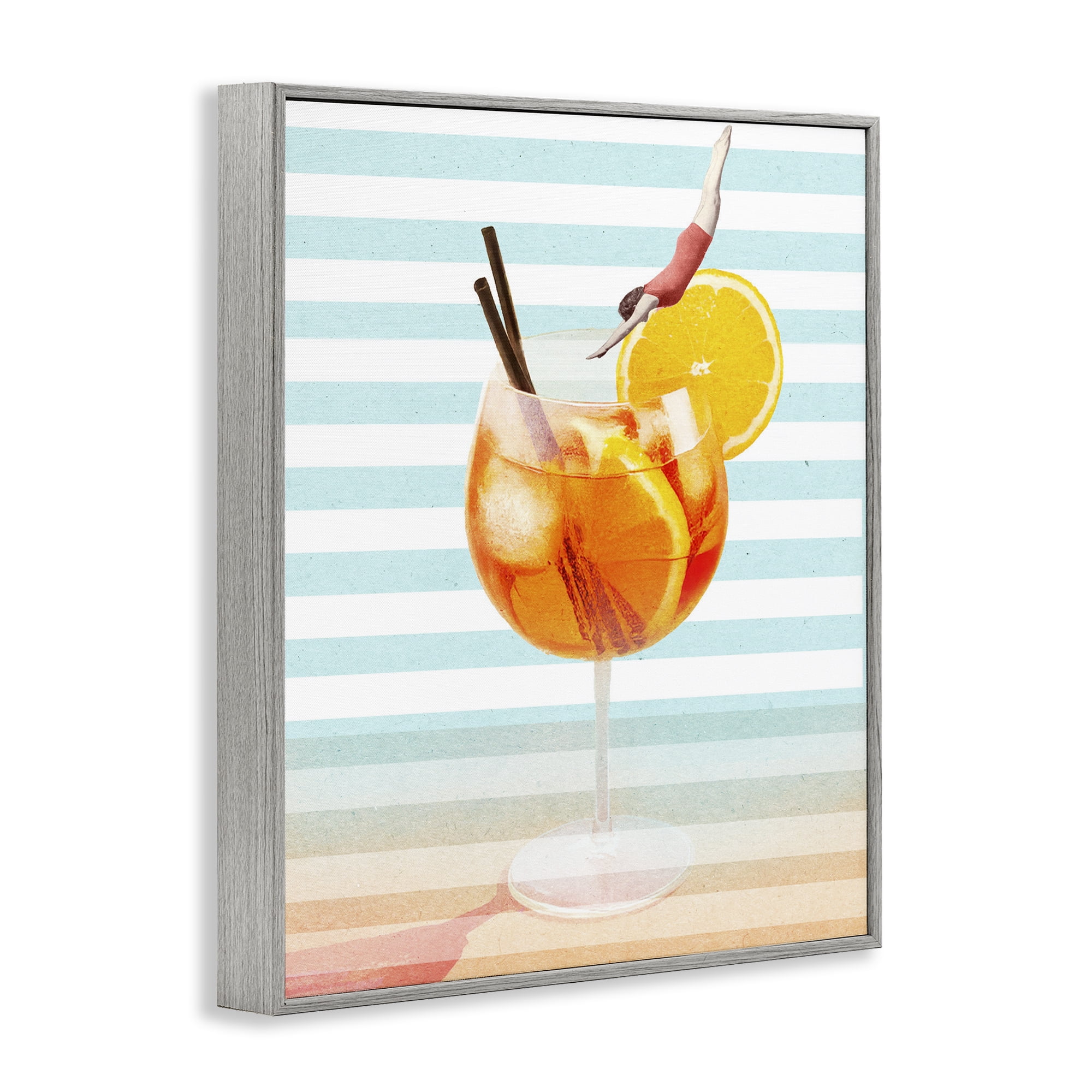 Spritz Cocktail Dive Gray Framed Giclee Art, design by Lil' Rue