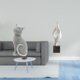 thumbnail image 2 of Figura De Gato De Resina, Escultura De Arte Abstracto, Adorno Decorativo De Animal Para Sala De Estar, Dormitorio, Oficina, Estantería, Mesa De Centro, Decoración, 2 of 8