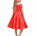 thumbnail image 5 of lcziwo Kids Girls Vintage Polka Dot 50's Girls Dress Short Sleeve Turn-Down Collar Swing Dress Party Dress Red 7 Years, 5 of 7
