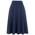 thumbnail image 4 of WENWU Comfy Basic Solid Color Stretch A Line Flared Knee Length Skirt Lace up Skirt Denim Skirts for Women Midi Length, 4 of 4