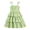 thumbnail image 6 of Bmisegm Girls Party Dress Elegant Backless Strap Design Solid Color Cake Dress for Big Kids without Sleeves Midi Dress for Summer 5-14 Years 01_Green,9-10 Years, 6 of 6