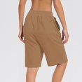 thumbnail image 3 of Summer  Shorts for Women Drawstring Waist Athletic Gym Shorts Casual Loose Running Shorts with Pockets light brown Medium, 3 of 5