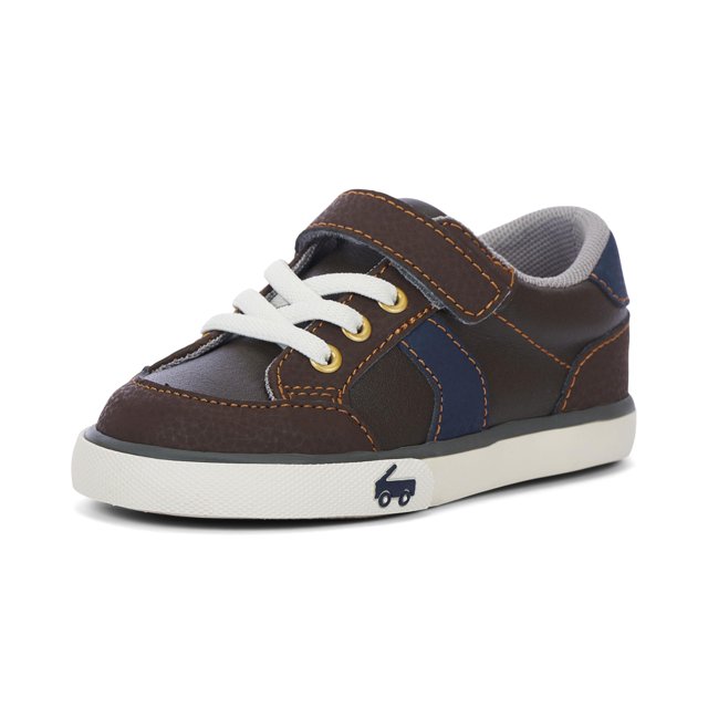 Zapatilla See Kai Run Connor para niños, piel marrón, talla 4