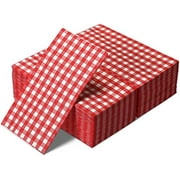 120 Pieces Gingham Paper Napkins Bulk, Red Buffalo Plaid Napkins Checkered Disposable Guest Towels Set Picnic Theme Paper Hand Towels for Home Dinner Christmas Birthday Party Supply, 3 Ply