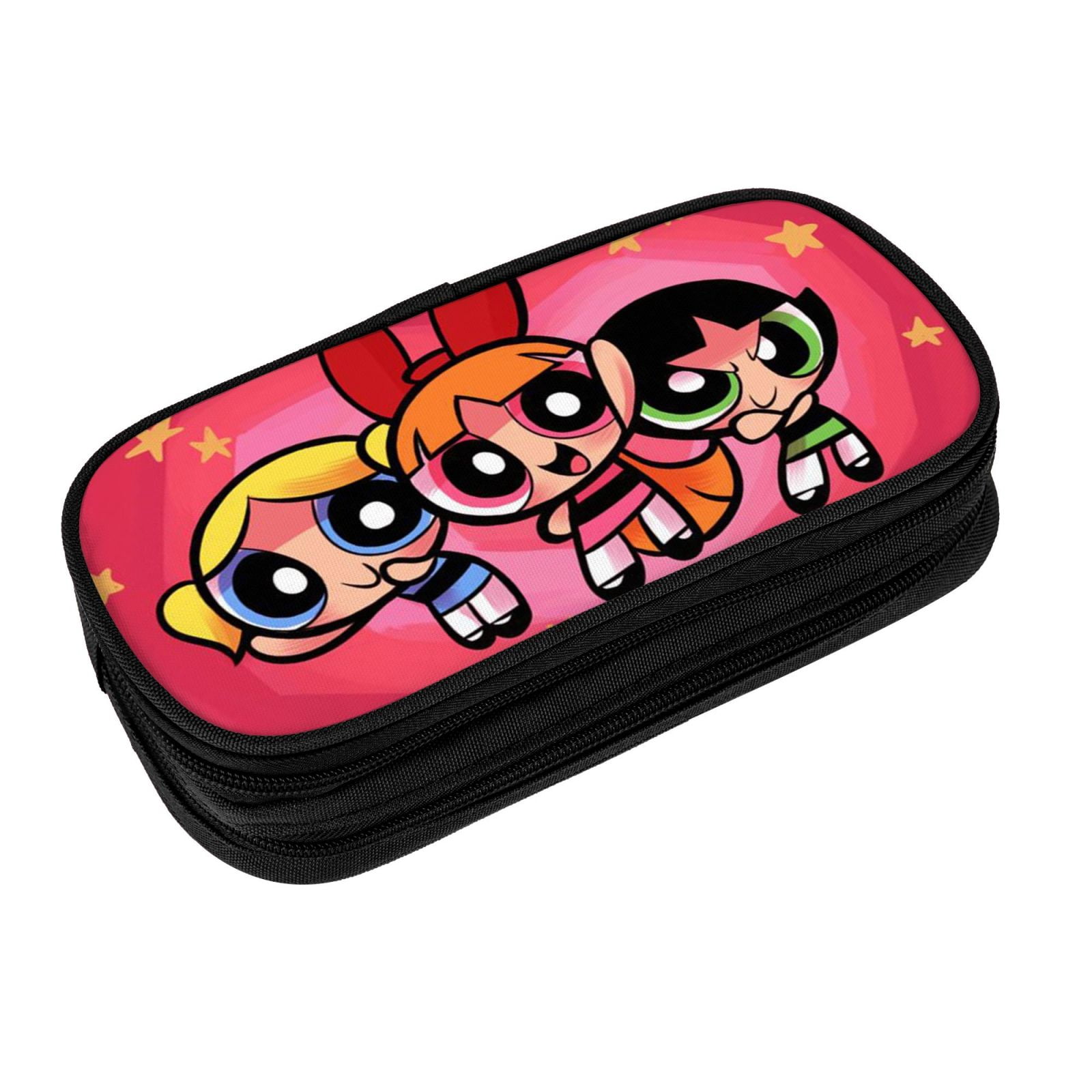 The Powerpuff Gi-rls Pencil Case Large Capacity Pencil Pouch Penbag Office Stationery Organizer Travel Makeup Bag Black