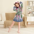 thumbnail image 3 of FORMRS Niños Bathrobe Unisex Hooded Robe Soft Plush Pajamas Sleepwear, Size 10-12T, White Vibrant Flowers, 3 of 7