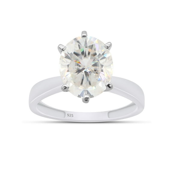 Oval Cut Lab Created Moissanite Diamond Solitaire Engagement Wedding Ring In 14K White Gold Plated Sterling Silver(G-H Color,VVS1 Clarity,2.40 Cttw)-4