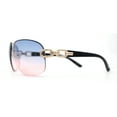 thumbnail image 3 of Womens Classic 90s Rimless Jewel Chain Arm Round Wrap Sunglasses Gold Blue Pink, 3 of 4