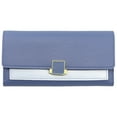 thumbnail image 1 of Monedero de mujer de tres pliegues largo simple de color sólido clip de bolso de mano a cuadros azul, 1 of 6