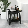 thumbnail image 2 of Gymax Shower Bench Seat HIPS Shower Stool w/Handle Shower Head & Soap Holder Black, 2 of 10