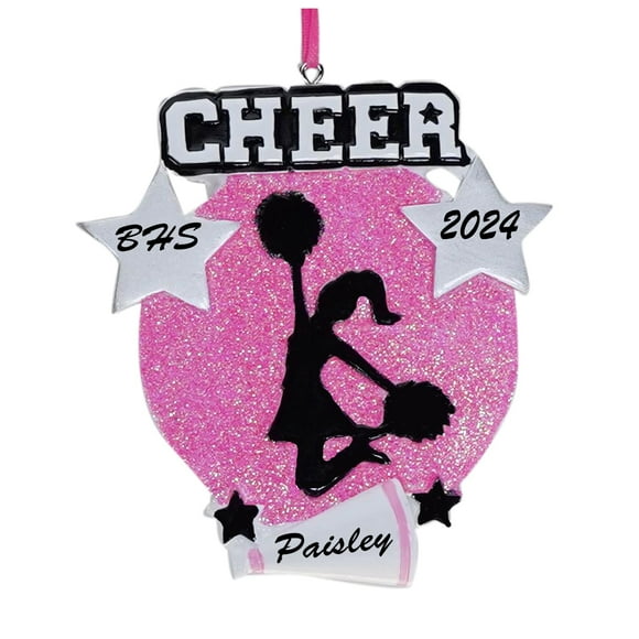 Cheerleader Christmas Ornament Cheerleading Competition Cheer Squad Pink Megaphone Keepsake Gift Christmas Tree Decoration With Custom Name