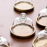 Lot De 2 Mini Présentoirs à Gâteaux Avec Dôme En Verre - Base Bois, Idéal Desserts Et Fromage (10,4 X 9,4 Cm)