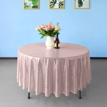 

Trimming Shop 90 Round Sequin Tablecloth Glitter Sparkly Party Supply Table Cover Blush Pink 1pcs