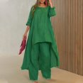thumbnail image 5 of drpgunly Lounge Sets for Women Cotton He Mp Suit Fashion Comfortable Short Sleeve And Long Pants Solid Color Dresses for Women 2023 Casual Womens Tops Green M, 5 of 6