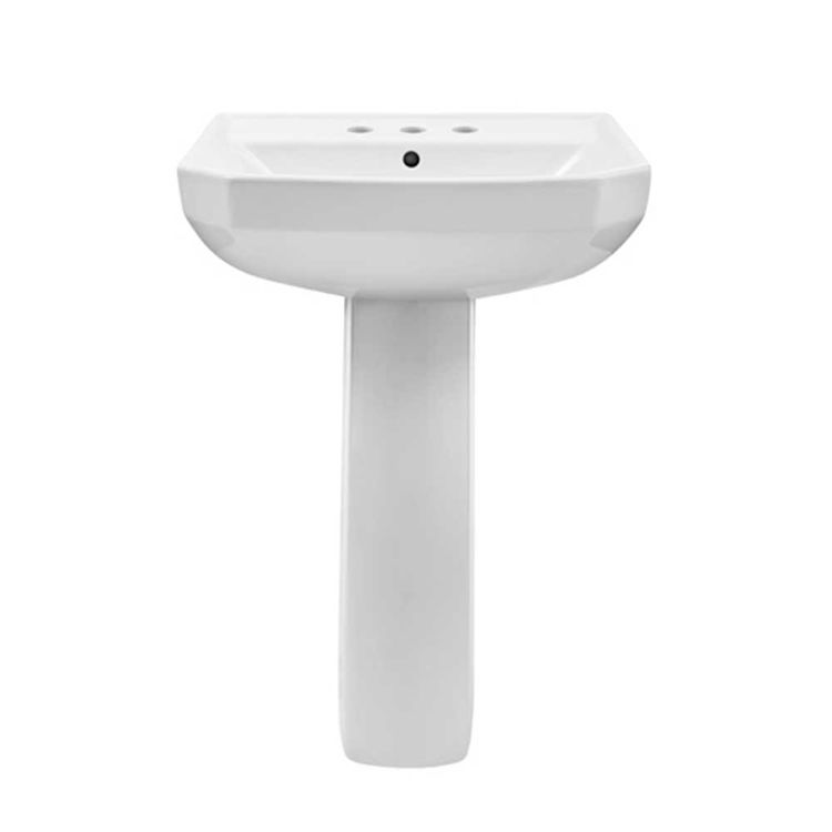 Gerber 23564 Viper Petite Pedestal Bathroom Sink, 3Hole, 4 Centers, White