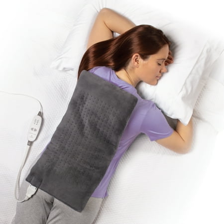Sharper Image Calming Heat Massaging Weighted Heating Pad, 12 in x 24 in, Gray