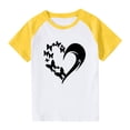 thumbnail image 2 of Feancey T-Shirts d'Été pour Garçons Filles Cœur Imprimé Manches Courtes Hauts Confortables Amples T-Shirts Enfants Décontractés Col Rond Graphiques T-Shirts Liquidation Printemps 2025 Jaune 5 Ans, 2 of 10