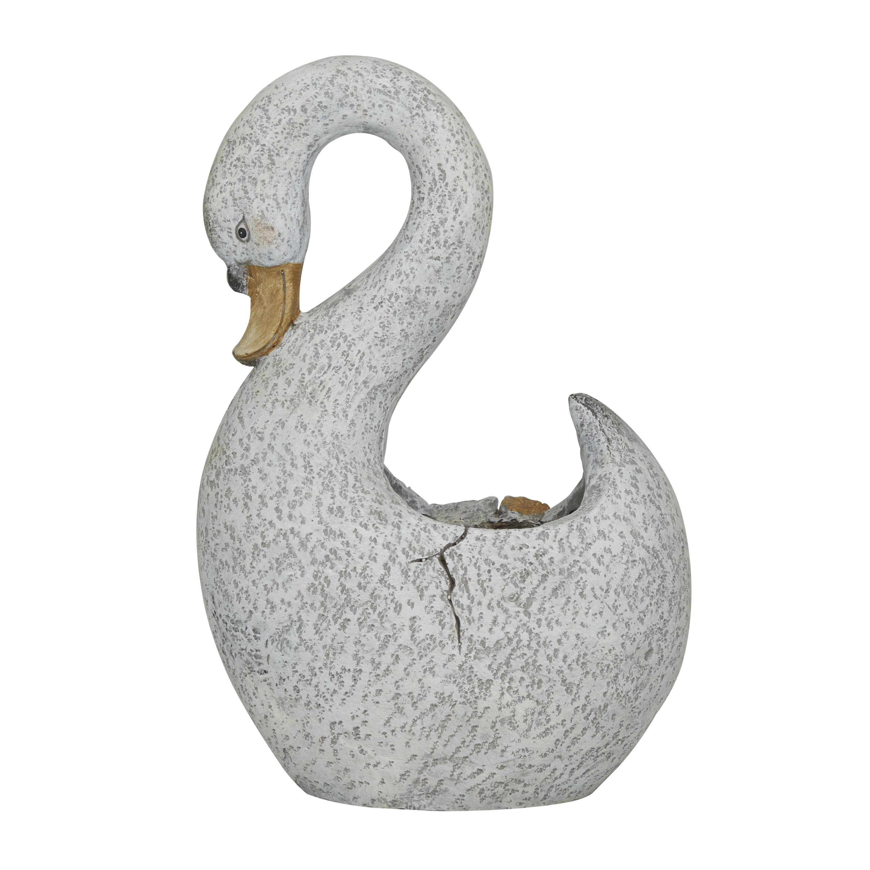 DecMode 11" x 16" Indoor Outdoor Gray Fiberglass Duck Planter with Stone Mosaic Design