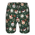 thumbnail image 3 of Honeii's Festive Forest Friends Print Men's Casual Shorts with Drawstring，Swim Trunks Quick Dry Beach Shorts, 3 of 5