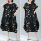 thumbnail image 2 of Vestido flojo de la vendimia de las mujeres Mangas cortas Dot Print Baggy Plus Size Cotton Linen Romacci Vestido, 2 of 7