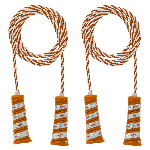 Wham-O Hula Hoop Jump Rope, Spiral Handles with Holographic Foil, 7 Feet Long for Indoor Outdoor Fitness Exercise Kids Boys Girls Women Men - Orange 2Pack