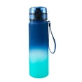 thumbnail image 1 of Botella de agua deportiva para hombre, 600 ml, 21 oz, resistente a altas temperaturas, portátil, para fitness, para estudiantes de verano, color azul y verde., 1 of 12