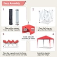 thumbnail image 2 of Instant Canopy 10x10 Pop Up Canopy Tent with 4 Sidewalls, Portable Shelter Enclosed Gazebo, Easy Set up Outdoor Sun Shade for Events, Parties and Camping Bonus 4 Ropes and 8 Stakes(Red), 2 of 5