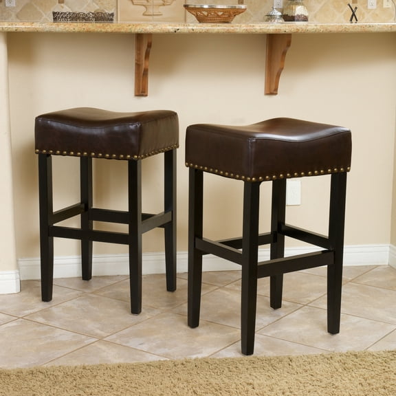 Chantal Brown Leather Bar Stool (Set of 2)