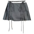 thumbnail image 3 of Women's Pleated Skater Skirt Basic Casual High Waisted Drawstring Ruffles Flared Mini Skirts Short Skirts Gray,M, 3 of 4