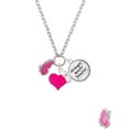 thumbnail image 2 of Delight Jewelry Silvertone Translucent Hot Pink Flying Butterfly - Hot Pink Heart Nurse Strong Zoe Necklace, 2 of 4