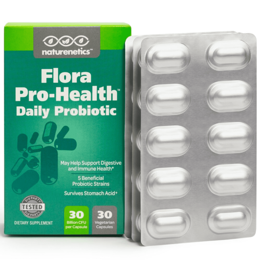 Probiotics For Women & Men On The Go – Naturenetics Flora Pro-Health: High Strength Probiotic Supplement – 30 Billion CFU Per Capsule – Dairy & Gluten Free – Vegan – With Acidophilus 30-day Supply