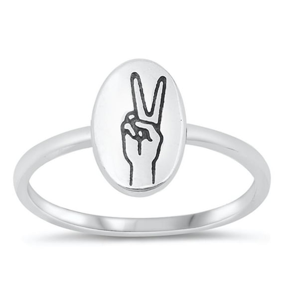 Vintage Peace Sign Promise Ring .925 Sterling Silver Band Jewelry Female Male Unisex Size 4