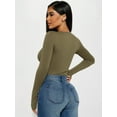 thumbnail image 3 of MOYIKO Slim Fitted Long Sleeve Shirts for Women Crewneck Tees Tight Basic Tops, 3 of 9
