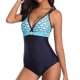 thumbnail image 2 of Traje de baño de una pieza para mujer, conjuntos de bikini para mujer, traje de baño de una pieza conservador con volantes y escote en el pecho, traje de baño sin espalda con bloques de color., 2 of 6