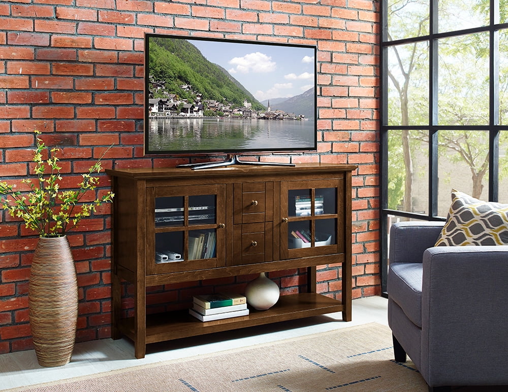 52" Wood Console Table Buffet TV Stand for TV's up to 55" Walnut